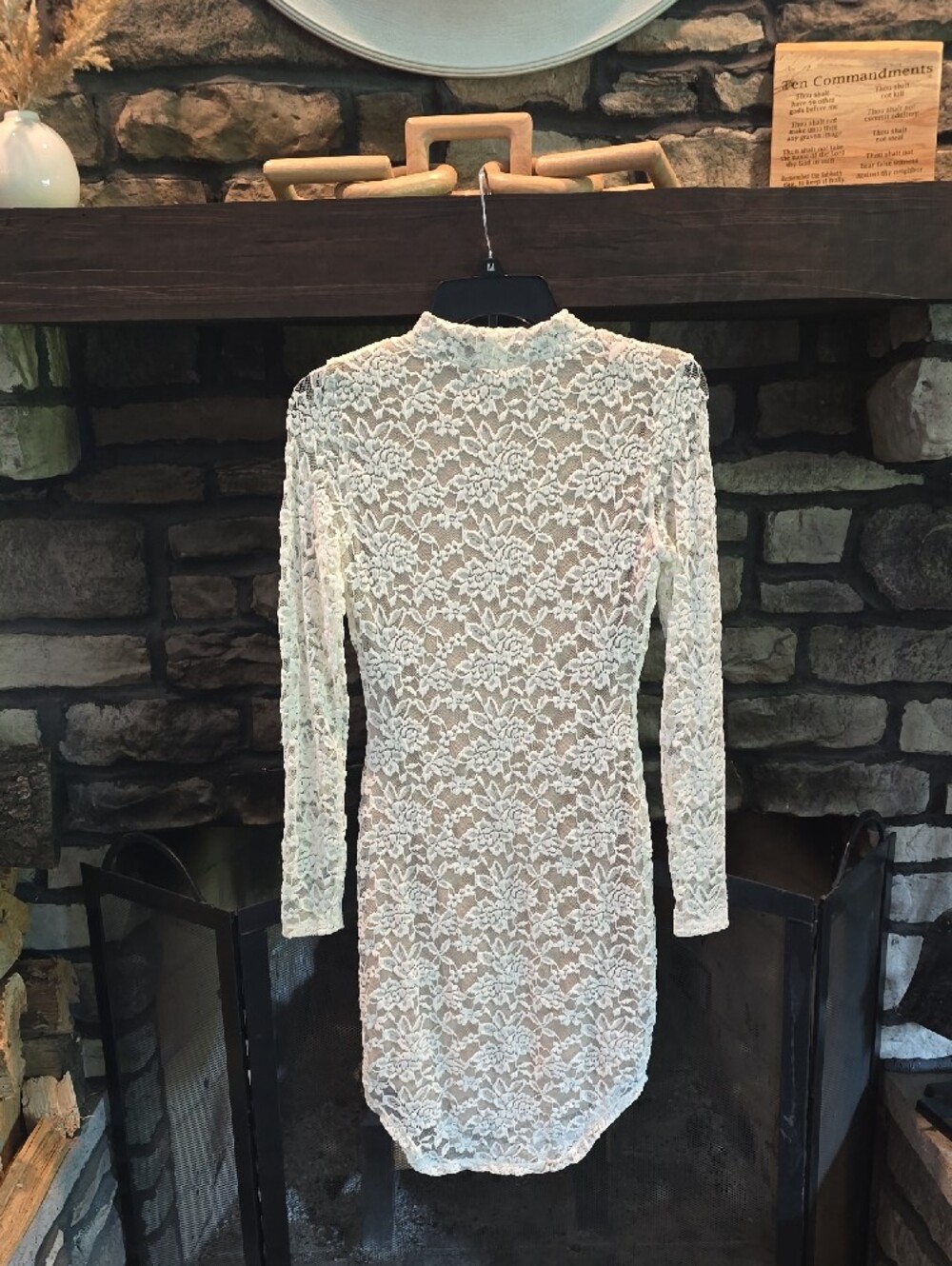 Women’s Lace Midi Dress – White/Cream - Picture 3 of 7